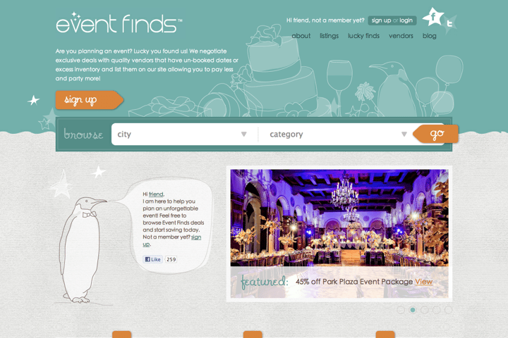 Event Finds website preview